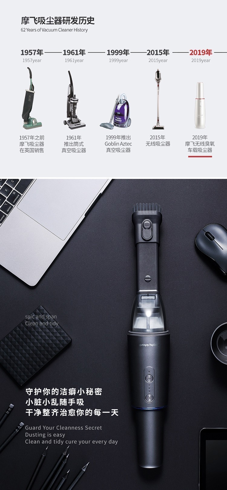 摩飞车载吸尘器手持式空气净化器mr3936白